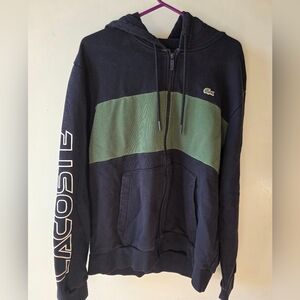 Lacoste Men's Black and Green Hoodie Lacoste Y2k Inspired XL
